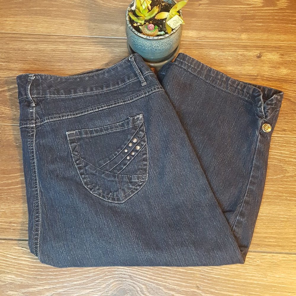Nine West Jeans Capris High Rise Dark Blue Size 16